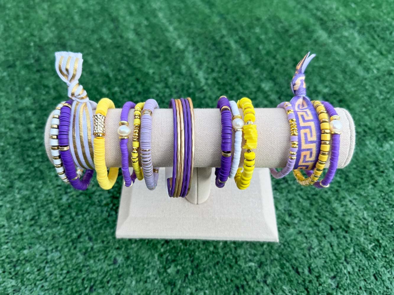 Purple + Gold Game Day Bracelet Stacks | Elastic hair ties