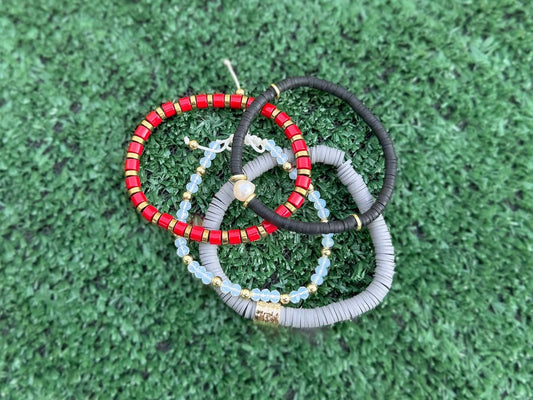 Red + Gold + Black Game Day Bracelet Stacks