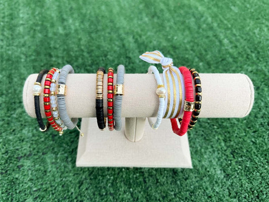 Red + Gold + Black Game Day Bracelet Stacks