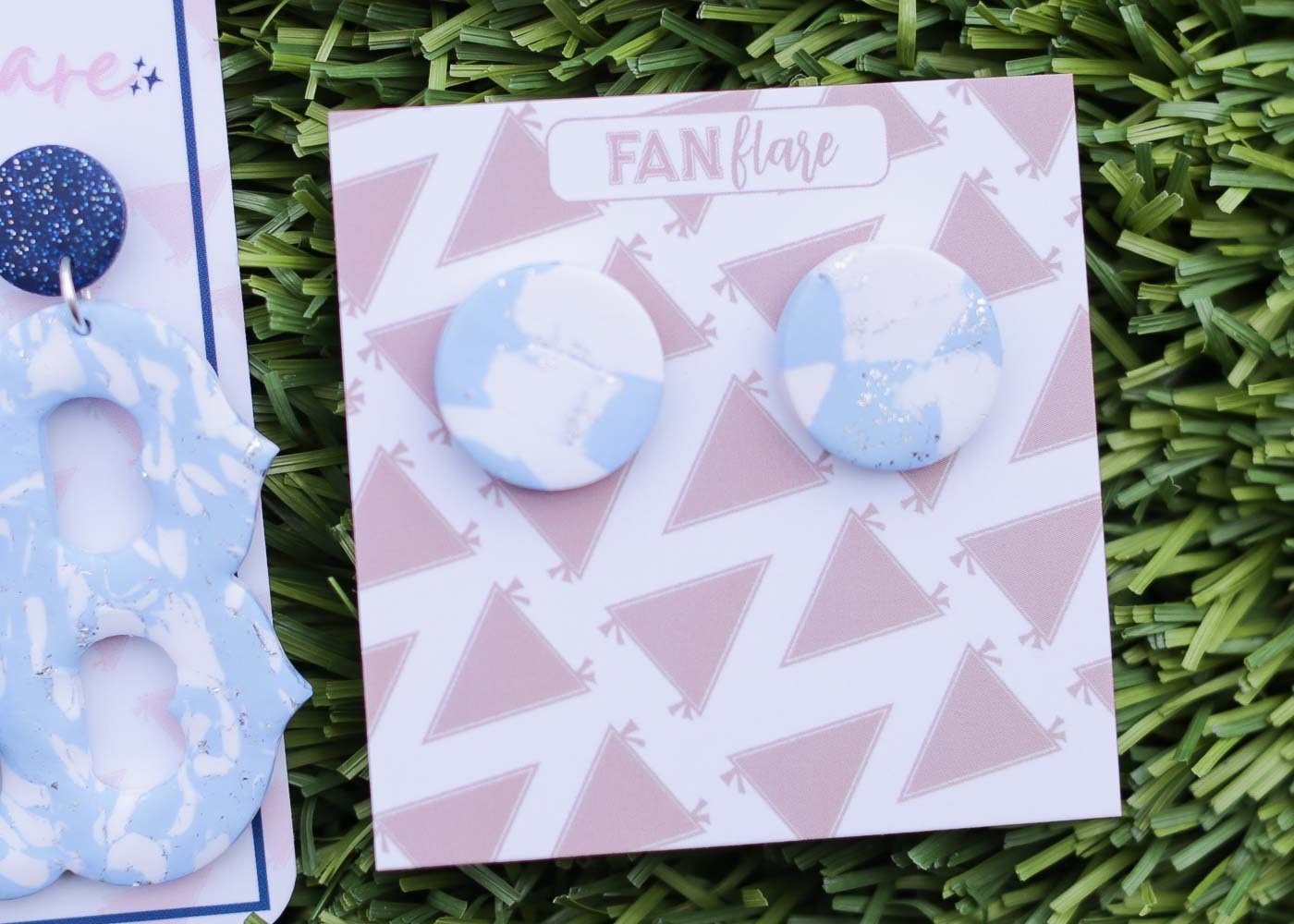 Baby Blue Marbled Game Day Stud Earrings