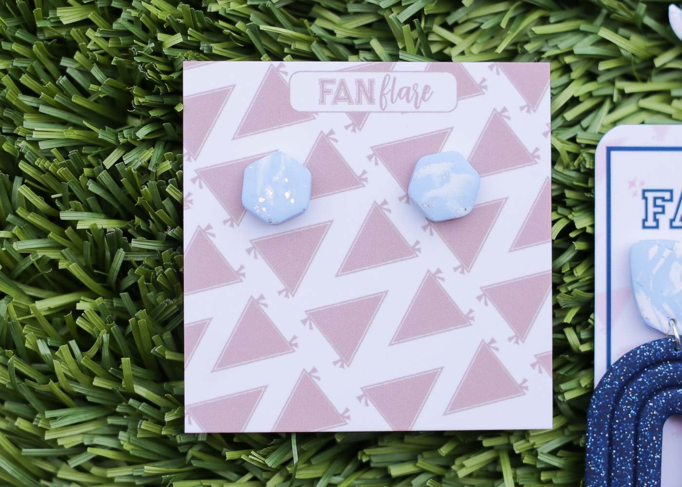 Baby Blue Marbled Game Day Stud Earrings