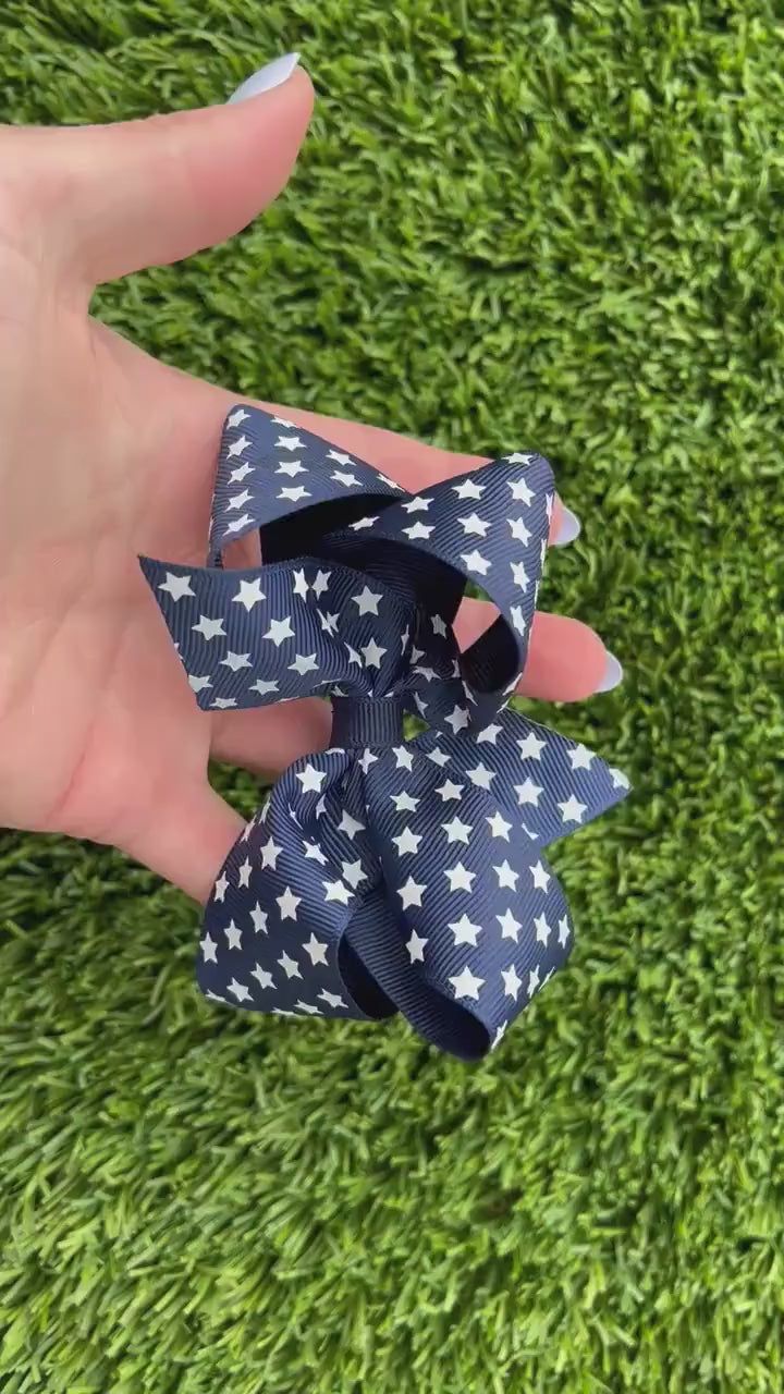 Navy Stars Grosgrain Bow