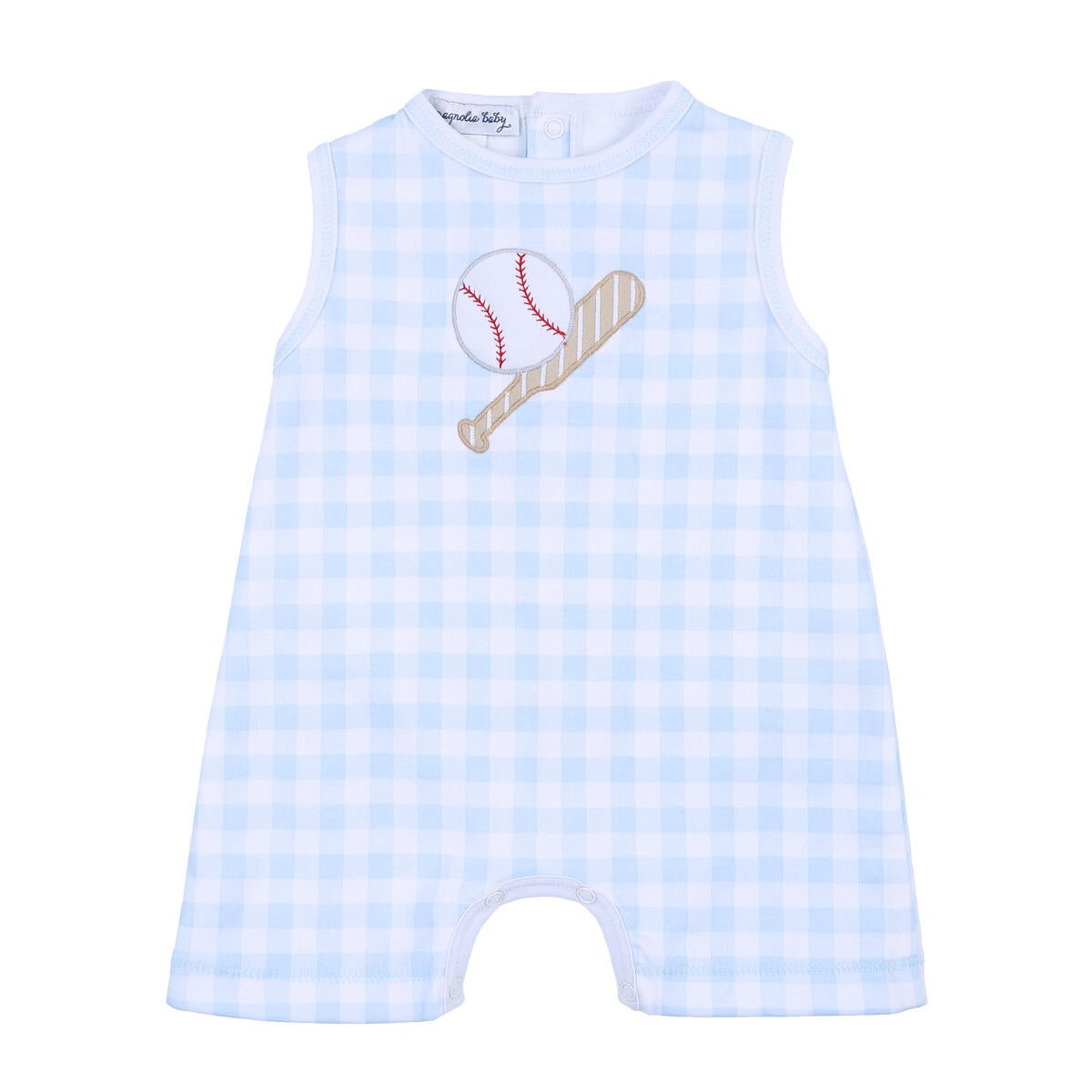 Batter Up Applique Blue Sleeveless Short Playsuit - Fan Flare