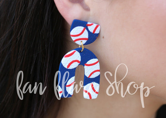 Clay Baseball Earrings / Handmade / Original / Polymer Clay / Game Day - Fan Flare