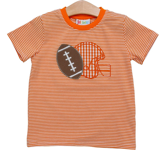 Football Applique T-Shirt- Orange Stripe - Fan Flare