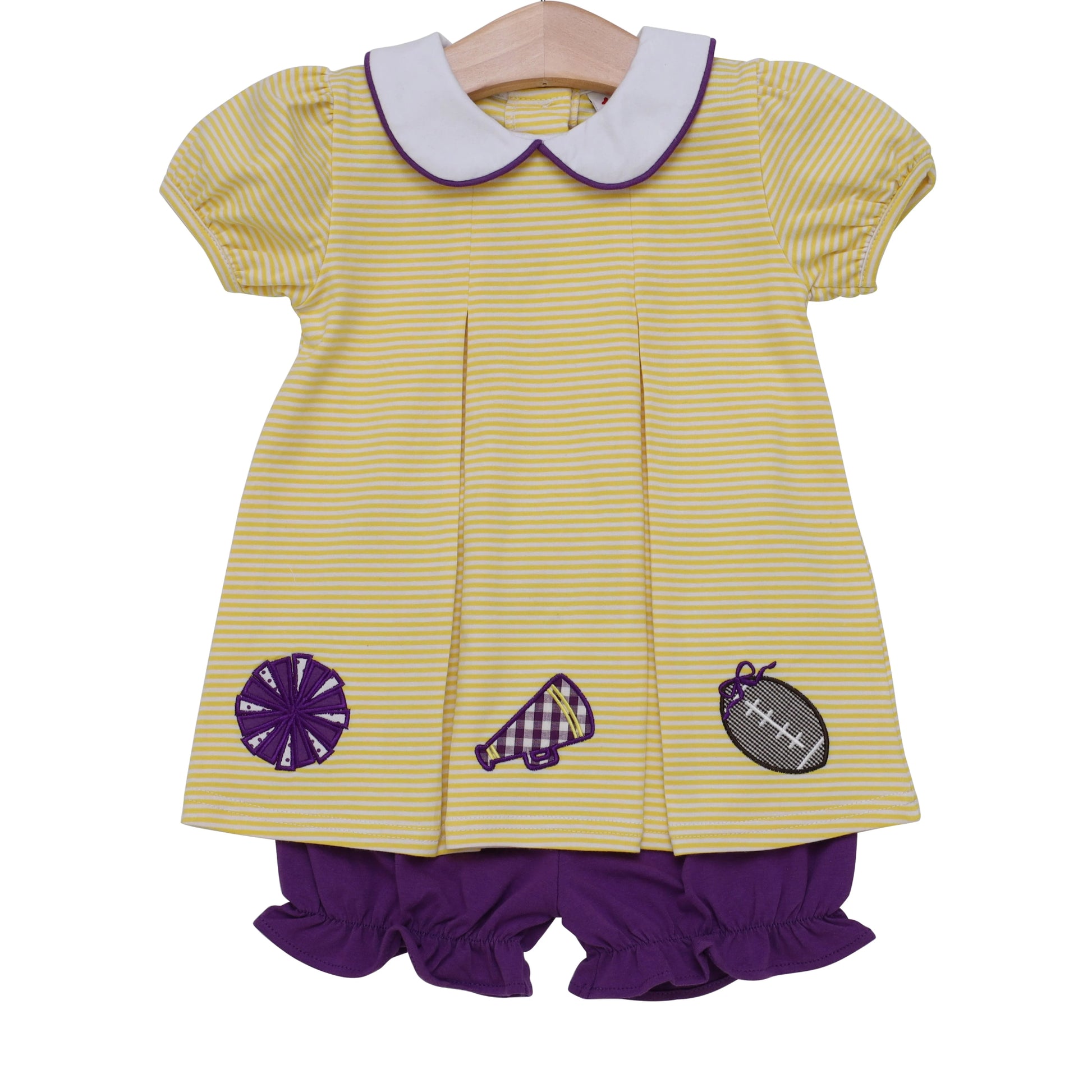 Game Day Pleat Bloomer Set - Yellow Stripe - Fan Flare