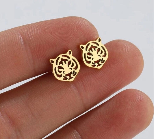 Tiger Gold Stud Earrings