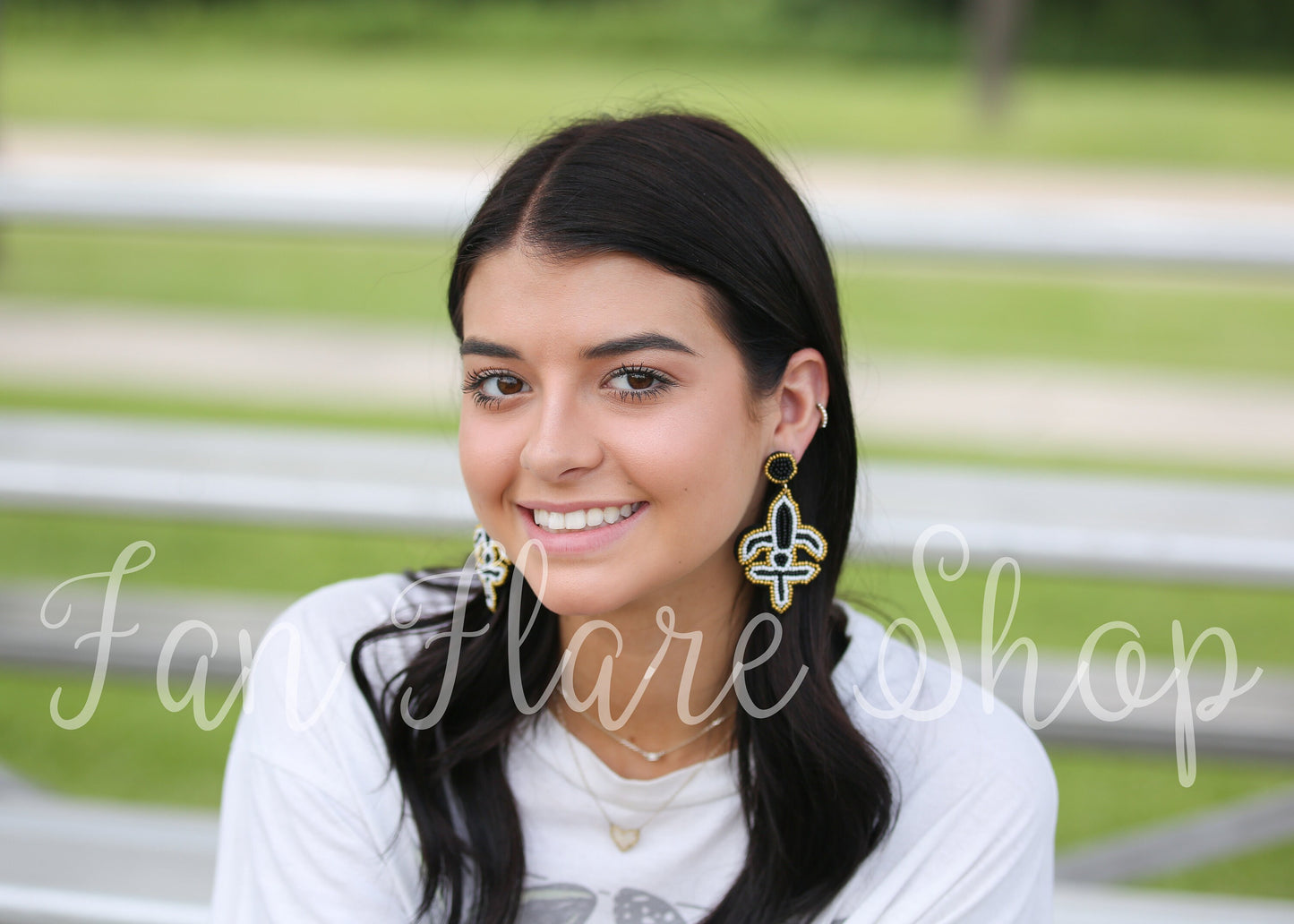 Saints beaded Football Earrings Fleur-de-lis