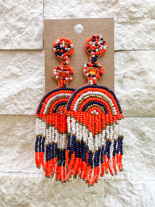 Beaded Fringe Game Day Earrings / Team Colors